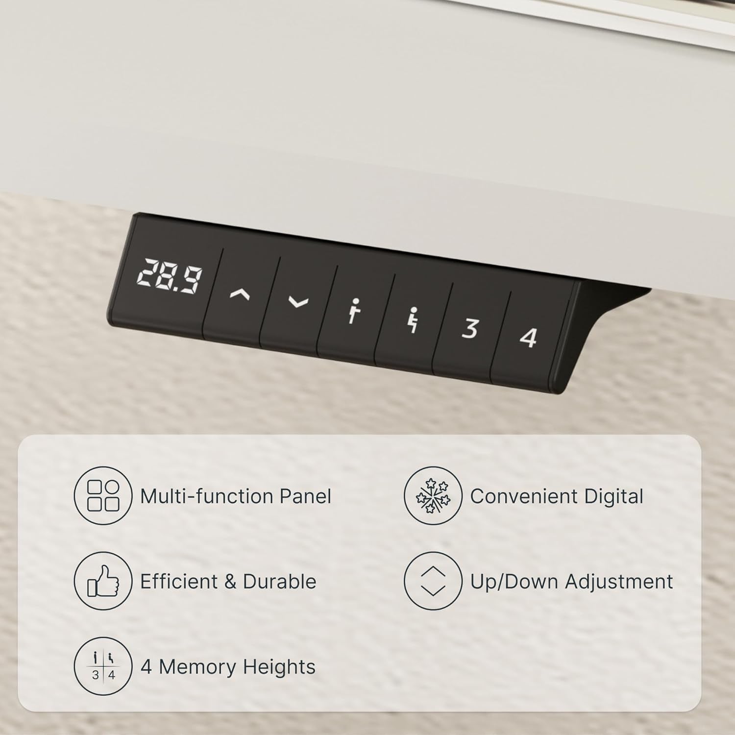 EN1 Whole-Piece White Standing Desk 48 X 24 Inches Desk Board Electric Stand up Desk Height Adjustable Desk for Home Office(White Frame + White Top)-4