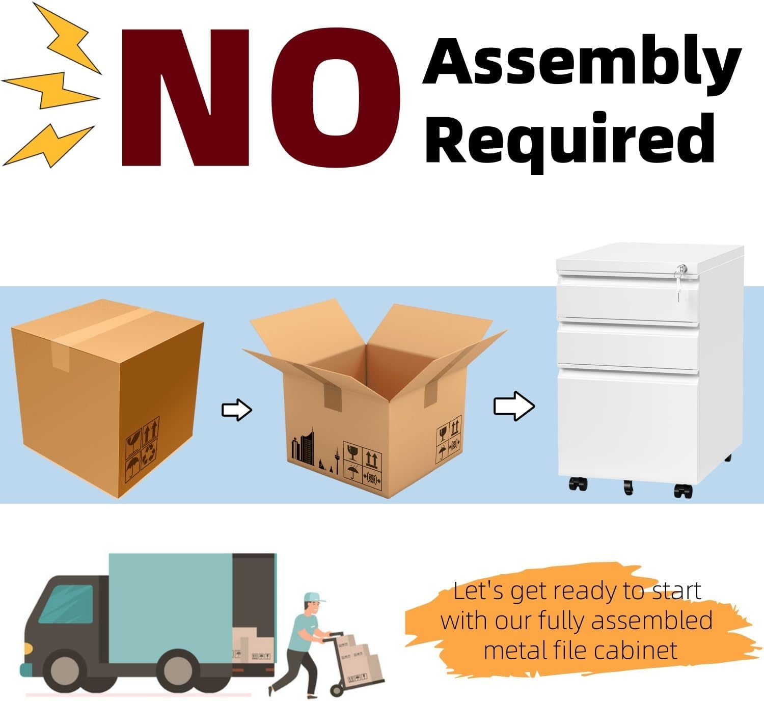 White Rolling File Cabinet with Lock-2