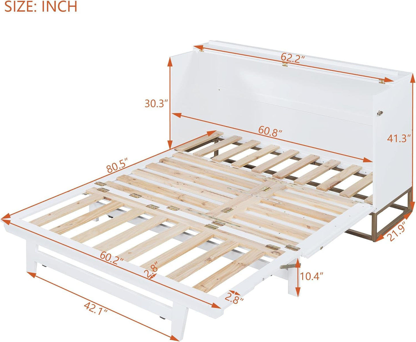 Queen Wood Murphy Bed with Frosted Glass Doors-2