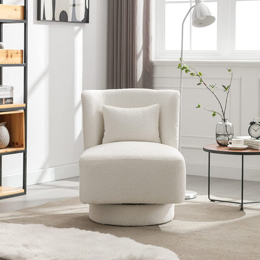 Comfy Ivory Swivel Chair for Any Room-0