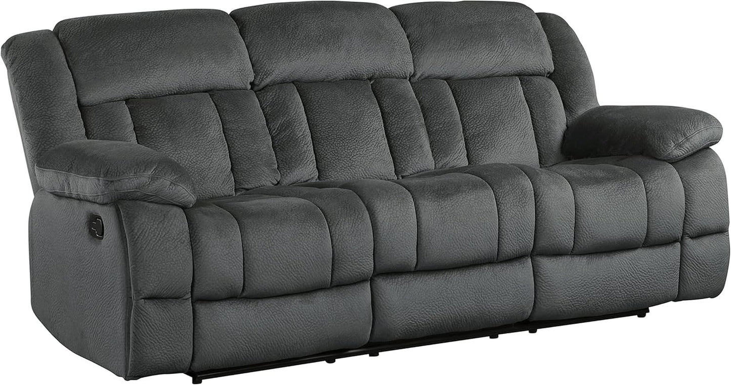 Home Theater Seating, Wall Hugger Manual Reclining Sofa, 3-Seat Dual Recliner Sofa for Living Room, 90’’W Sofa, Charcoal-2