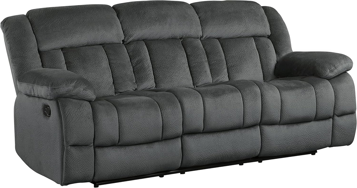 Home Theater Seating, Wall Hugger Manual Reclining Sofa, 3-Seat Dual Recliner Sofa for Living Room, 90’’W Sofa, Charcoal-2