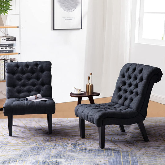 Gray Armless Accent Chair with Wood Legs-0