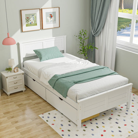 Twin Size Bed Frame with Storage Drawers-0