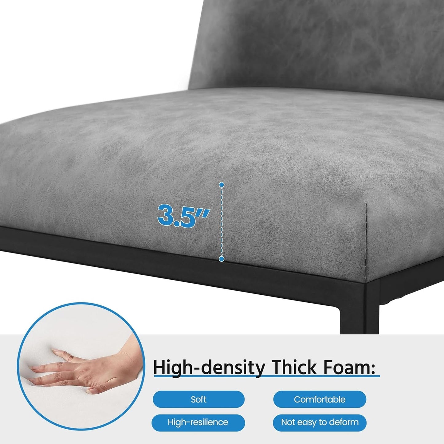 Counter Height Bar Stools 24'' Bar Stools Set of 2 Leather Bar Chairs Modern Upholstered Barstools with Back for Kitchen Counter Gray-4