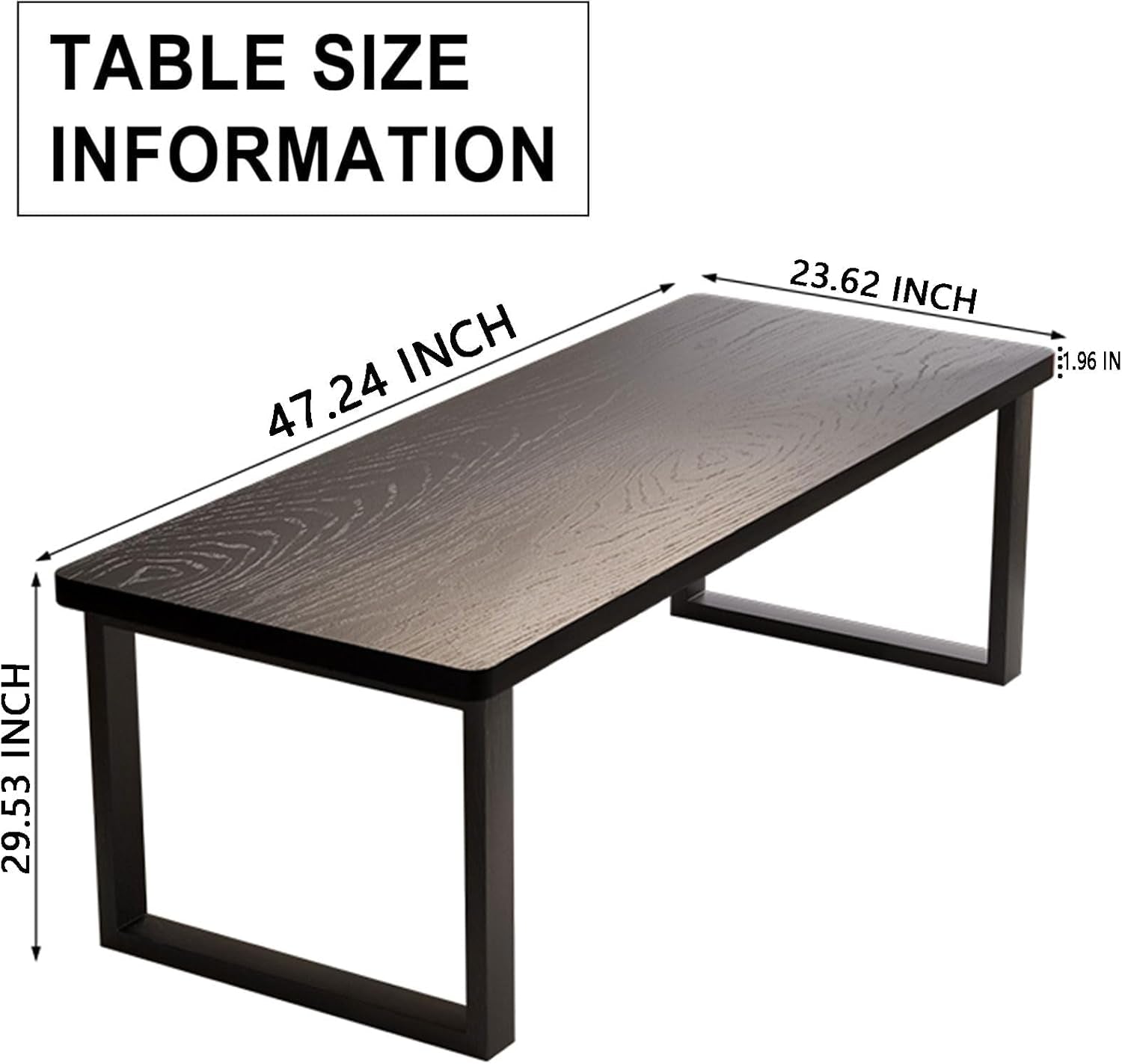 Solid Wood Dining Table for 4-6 People, a 47 Inch Long Farmhouse Kitchen Dining Table, Rectangular Dining Tables in the Dining Room, Kitchen, and Living Room, Black-1