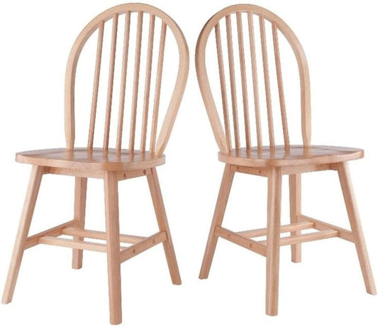 Windsor 2-Piece Chair Set, Solid Wood, Natural Finish-0