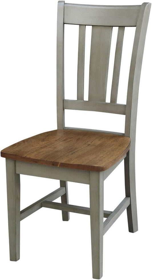 International Concepts San Remo Splatback Chair, Distressed Hickory/Stone-0