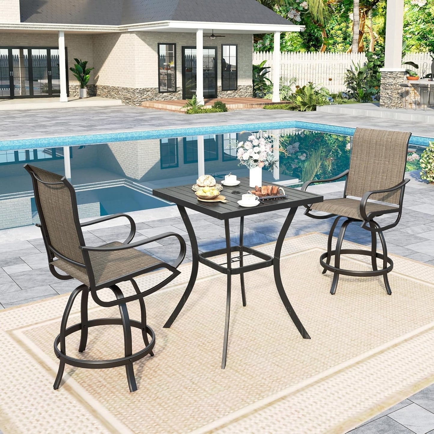 Swivel Chair Counter Height Outdoor Bar Set-0