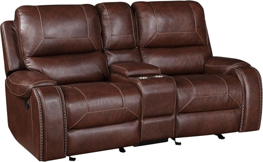Brown Glider Recliner Loveseat with USB-1