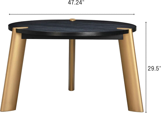 Tribase 47 Inch Modern Design, round Dinner Table for Dining Room, Living Room Furniture, Effortless Assembly, Burnt Black-1