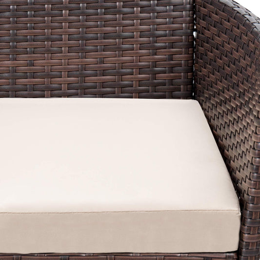 4 Pieces Outdoor Patio Furniture Sets Rattan Chair Wicker Set, Outdoor Indoor Use Backyard Porch Garden Poolside Balcony Furniture Sets Clearance (Brown and Beige)-0