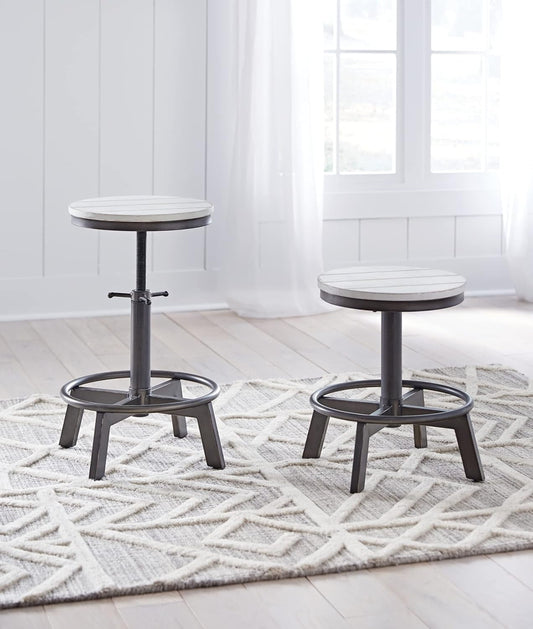 Torjin Industrial Adjustable Height Counter Barstool, 2 Count, White & Black-1