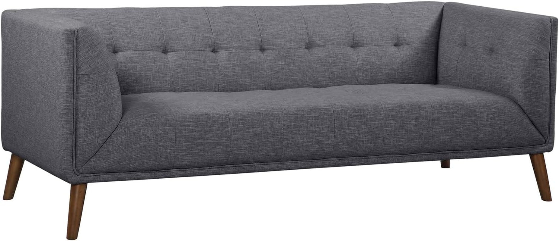 Dark Grey Linen Sofa Walnut Wood Legs, Modern Style-1