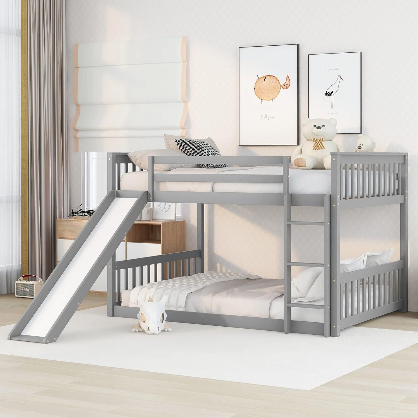 Queen Size Murphy Bed with Storage Shelf White-18