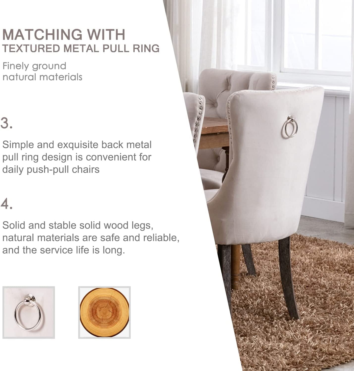 Beige Tufted Velvet Dining Chairs Set of 6-2