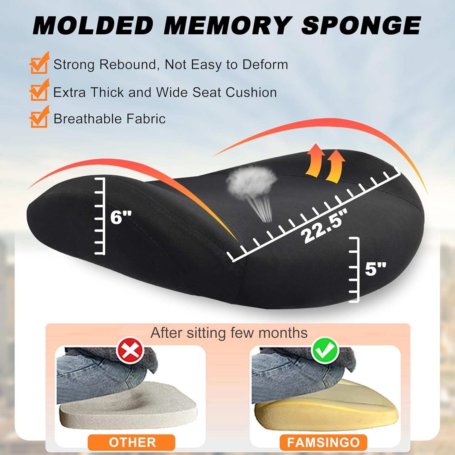 Ergonomic Office Chair for Big and Tall People, 400Lb Computer Desk Chair with Adjustable 2D Headrest, Lumbar Support & Armrests, 5 Inch Thick Foam Cushion Seat, Mesh Rolling Chair for Work & Gaming-3