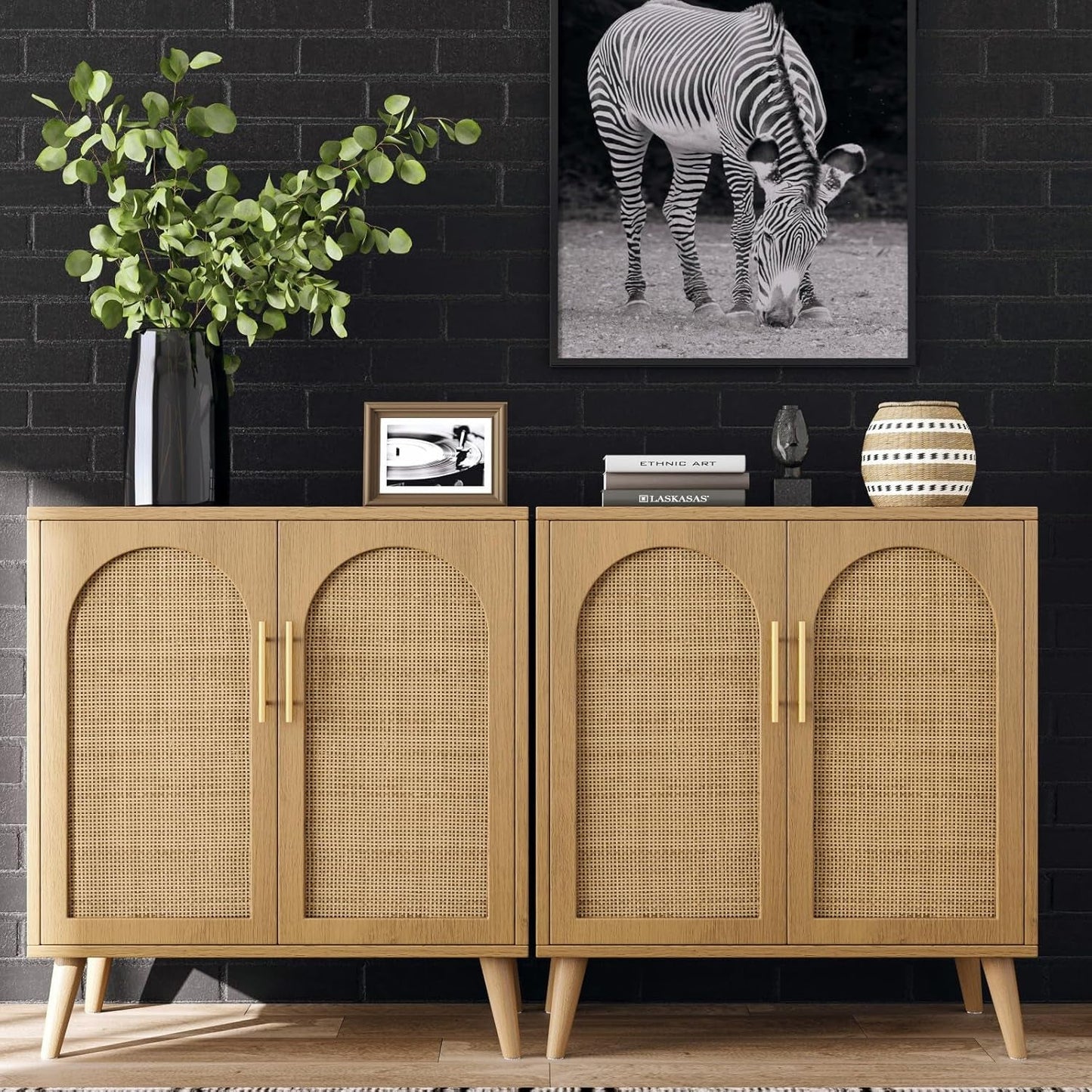 Natural Rattan Door Sideboard Buffet Cabinet-2