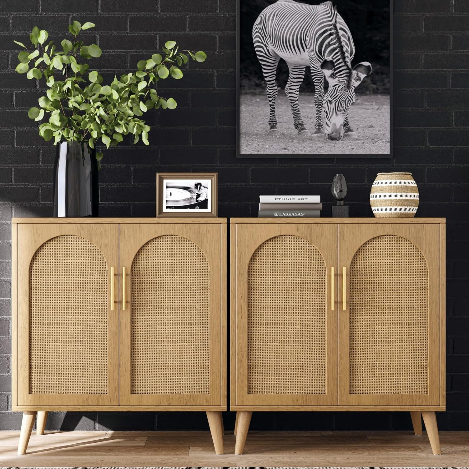 Natural Rattan Door Sideboard Buffet Cabinet-2