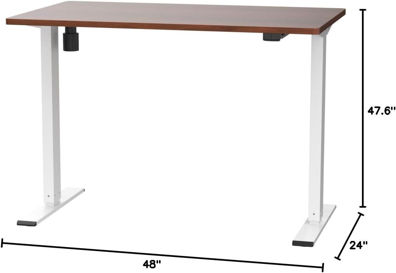 EN1 One Piece Standing Desk 48 X 24 Inch Desktop Electric Adjustable Height Desk Home Office Computer Workstation Sit Stand up Desk (White Frame + 48" Mahogany Top, 2 Packages)-2