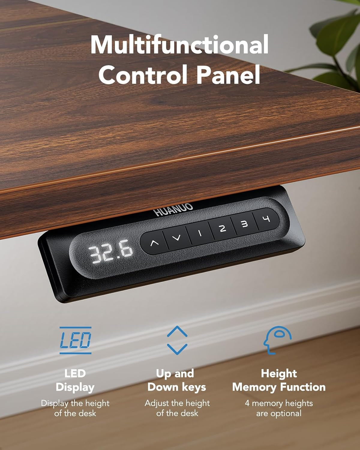 48" X 24" Electric Standing Desk Adjustable Height, 4 Memory Height Settings, Headphone Hook, Cable Manager, Sit Stand up Desk for Home Office & Computer Workstation, Walnut-3