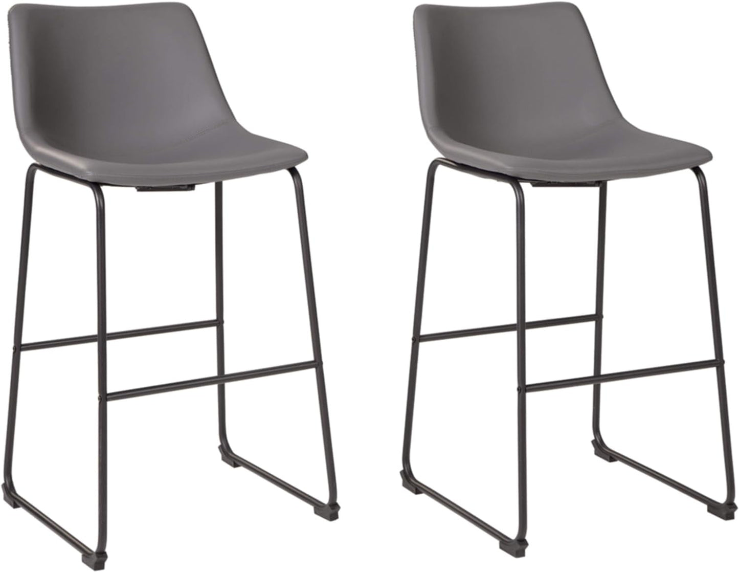 Centiar Modern Faux Leather 29" Pub Height Bar Stool, Set of 2, Gray-0