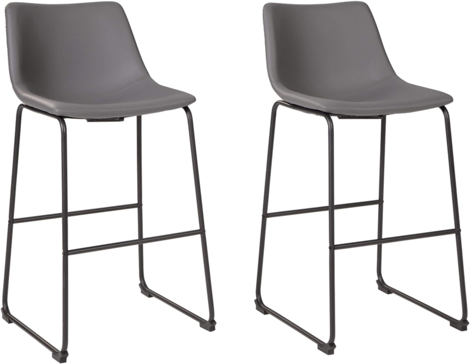 Centiar Modern Faux Leather 29" Pub Height Bar Stool, Set of 2, Gray-0