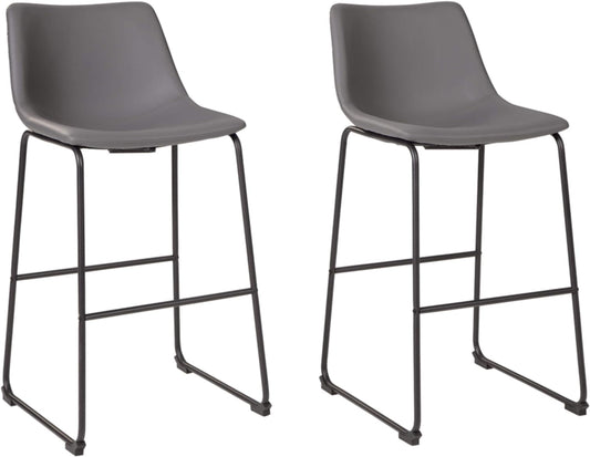 Centiar Modern Faux Leather 29" Pub Height Bar Stool, Set of 2, Gray-0