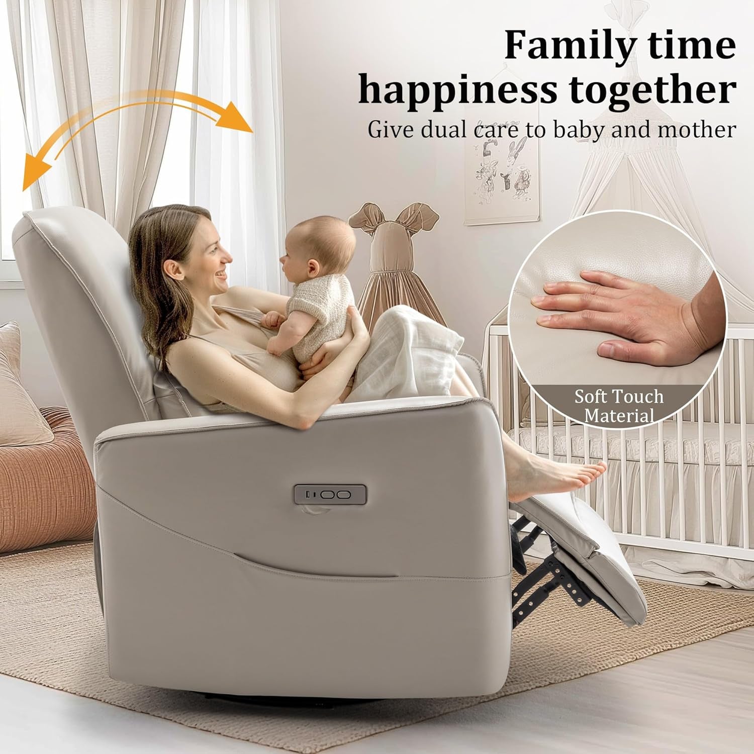 Power Rocking Recliner Chair with USB & Type-C-2