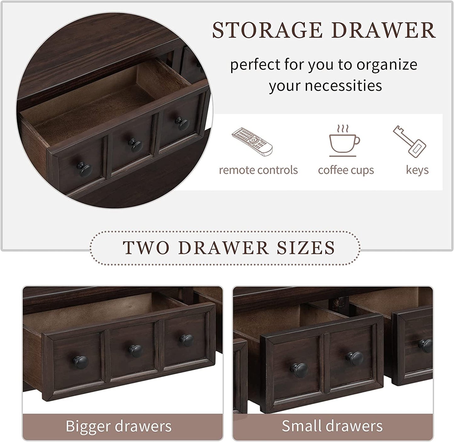 Rustic Console Table with Drawers and Shelf-2