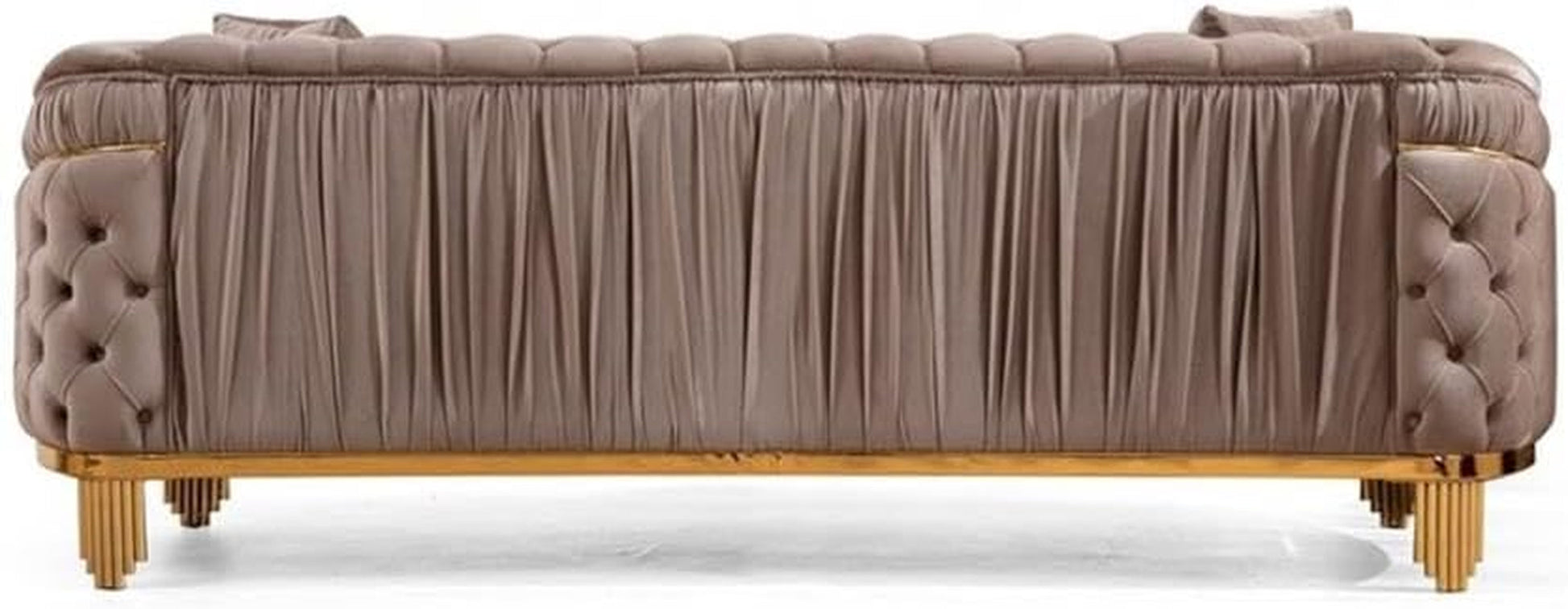 Vanessa 3 Piece Living Room Set Finished with Velvet Upholstery in Taupe-3