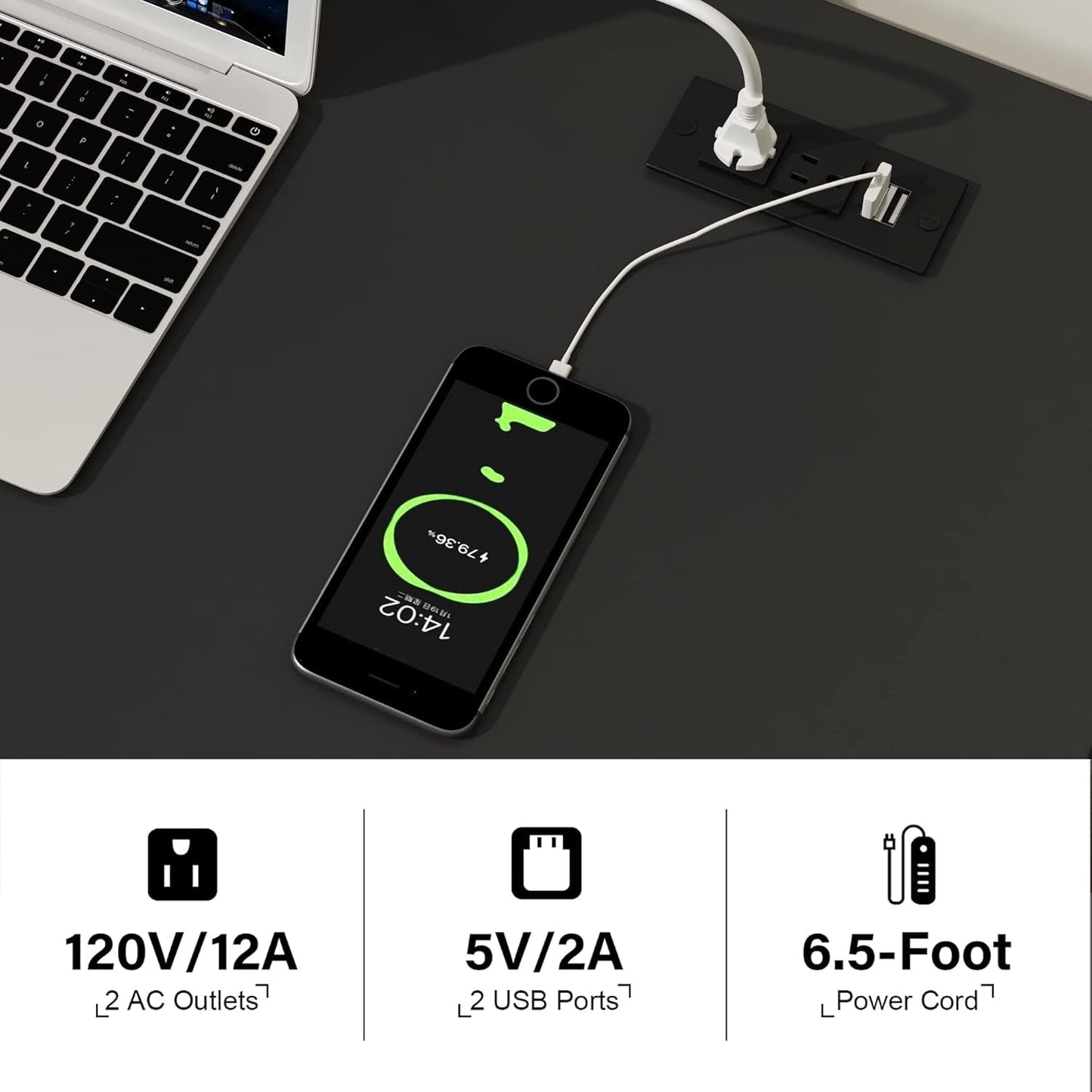 Computer Desk with USB Charging Ports and Power Outlets, 39" Black Desk with Drawers, Small Study Writing Table with Stable X Frame for Home Office-3