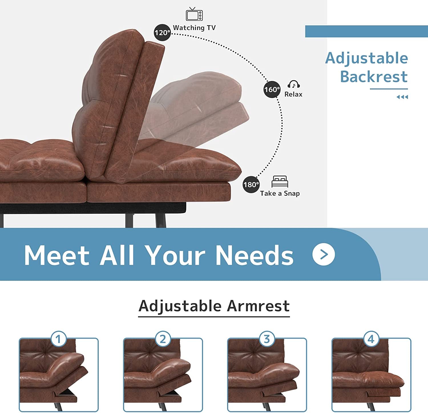 Memory Foam Futon Sofa Bed for Small Spaces-3