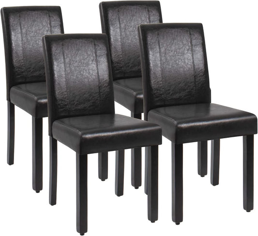PU Leather Dining Chairs Set of 4, Black-0