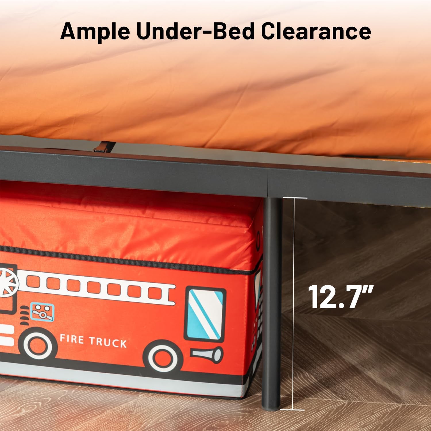 Twin Size Loft Bed, Metal Heavy Duty Bed Frame with Flat Ladder and Safety Guardrail, Space-Saving, Noise Free, No Box Spring Needed, 82.2 * 41.3 * 65.1 Inch, Black-4