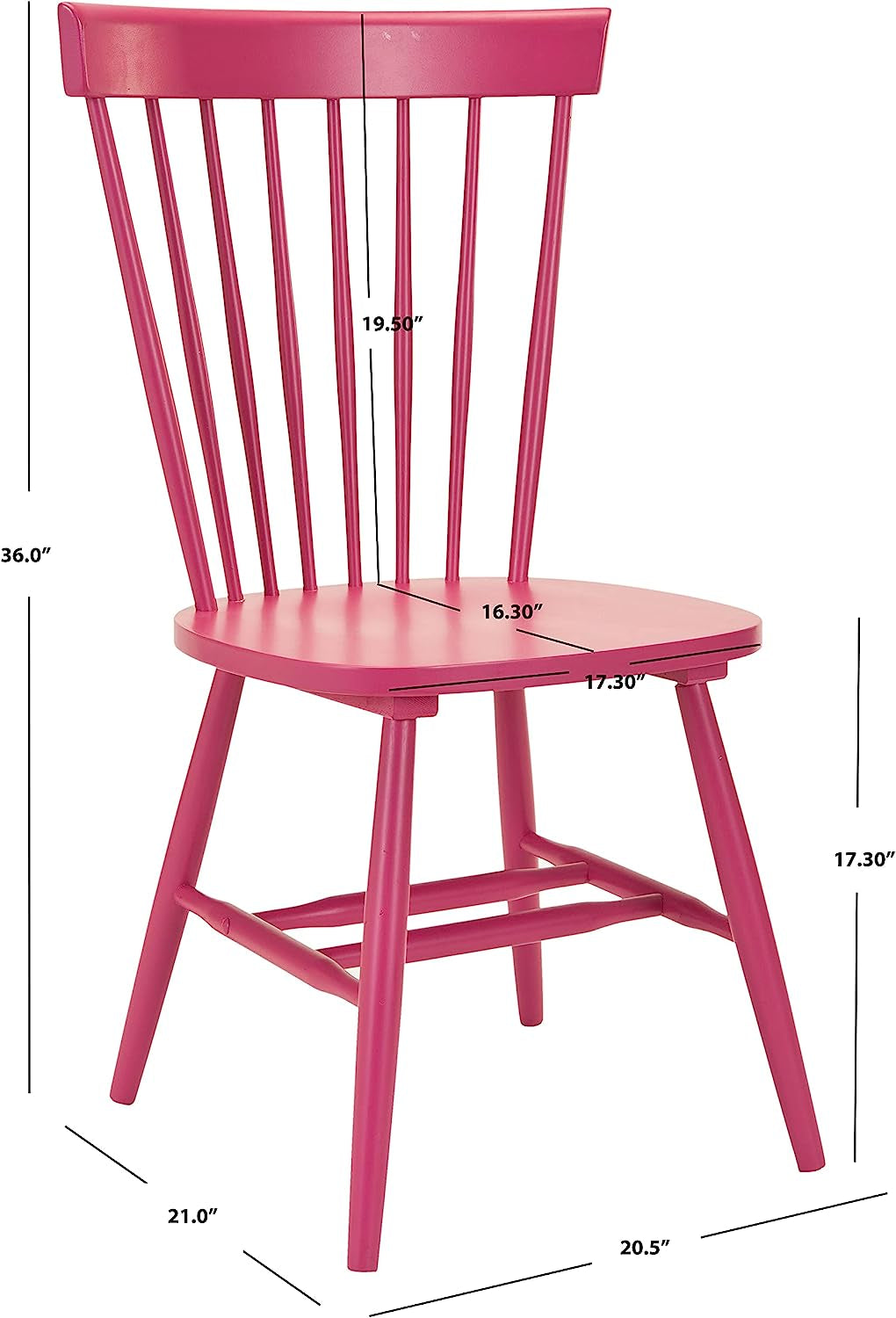 American Homes Collection Raspberry Pink Spindle Side Chair, Set of 2-2