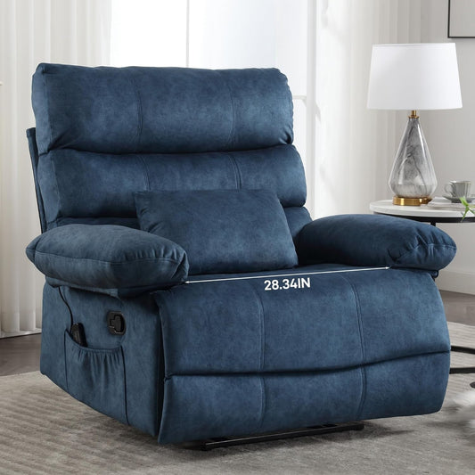 Oversized Wide Seat Recliner Flannel Massage 350lb-0
