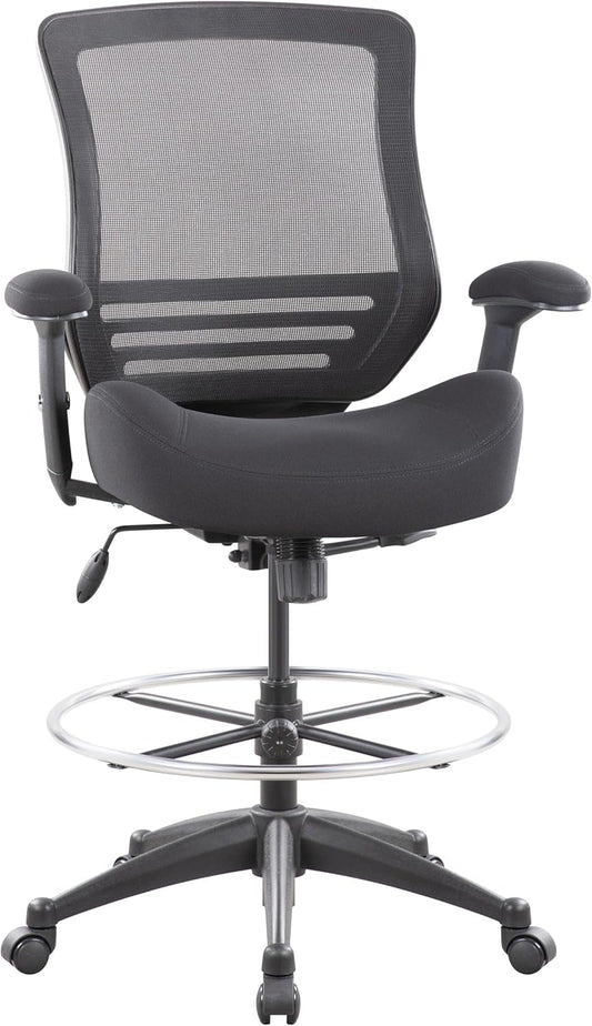 400Lbs Mesh Ergonomic Office Drafting Chair Big Adjustable Foot Ring Height Adjustable Armrest (Black)-0