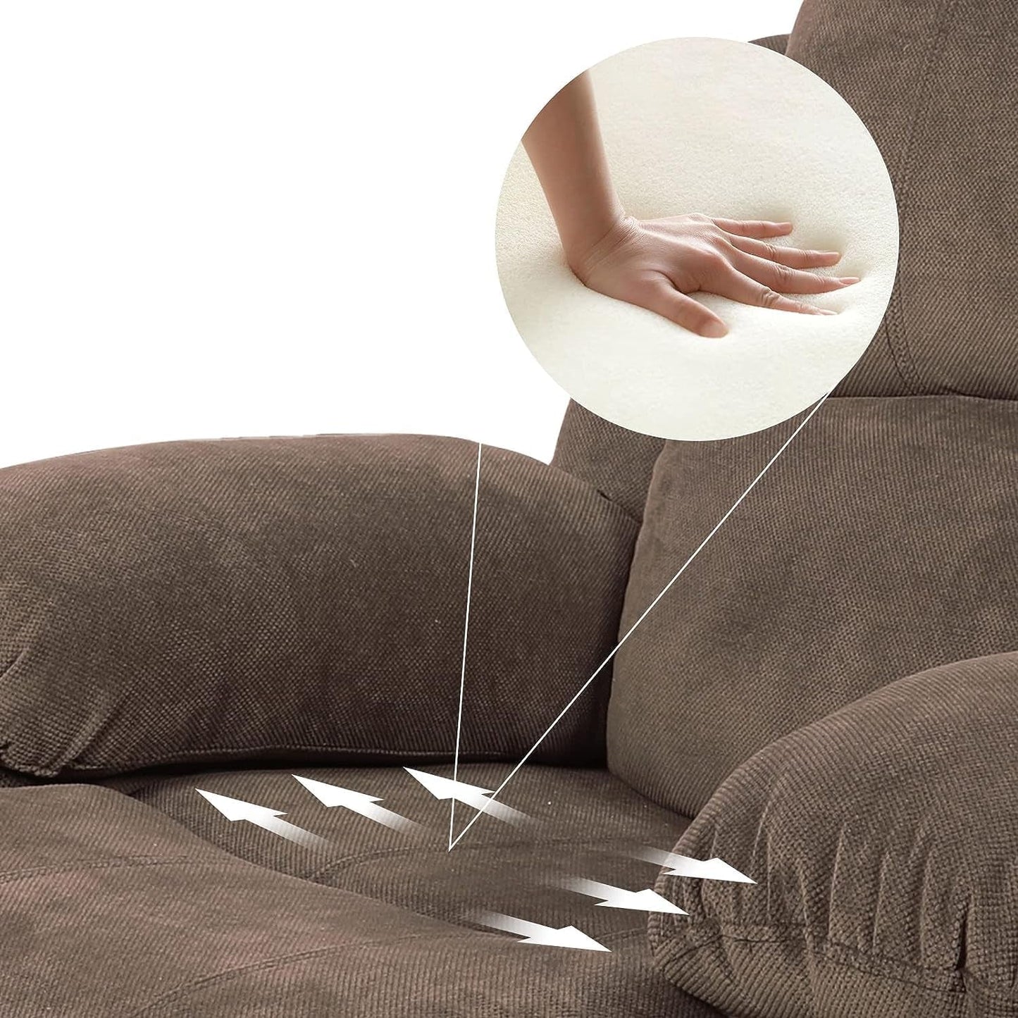 Corduroy Living Room Furniture Set Reclining Sofa Set Loveseat Furniture Sets in Living Room Sofa Recliners(Sofa+Loveseat, Taupe Corduroy)-4