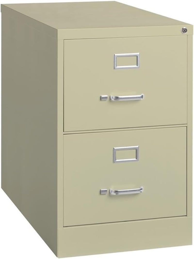 Beige 2 Drawer Locking Metal File Cabinet-1
