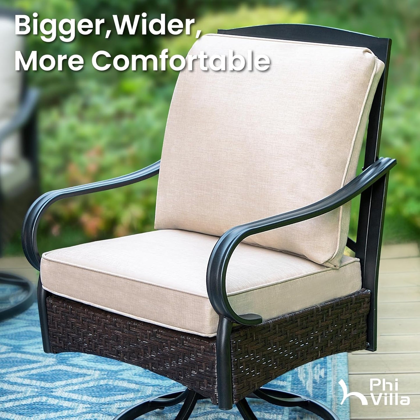 Heavy Duty 9-Piece Patio Dining Sets, Expandable Outdoor Table and Chairs Set for 8, 8 Extra Large Swivel Chairs, Rectangular Metal Dining Table for Deck, Backyard and Garden-1