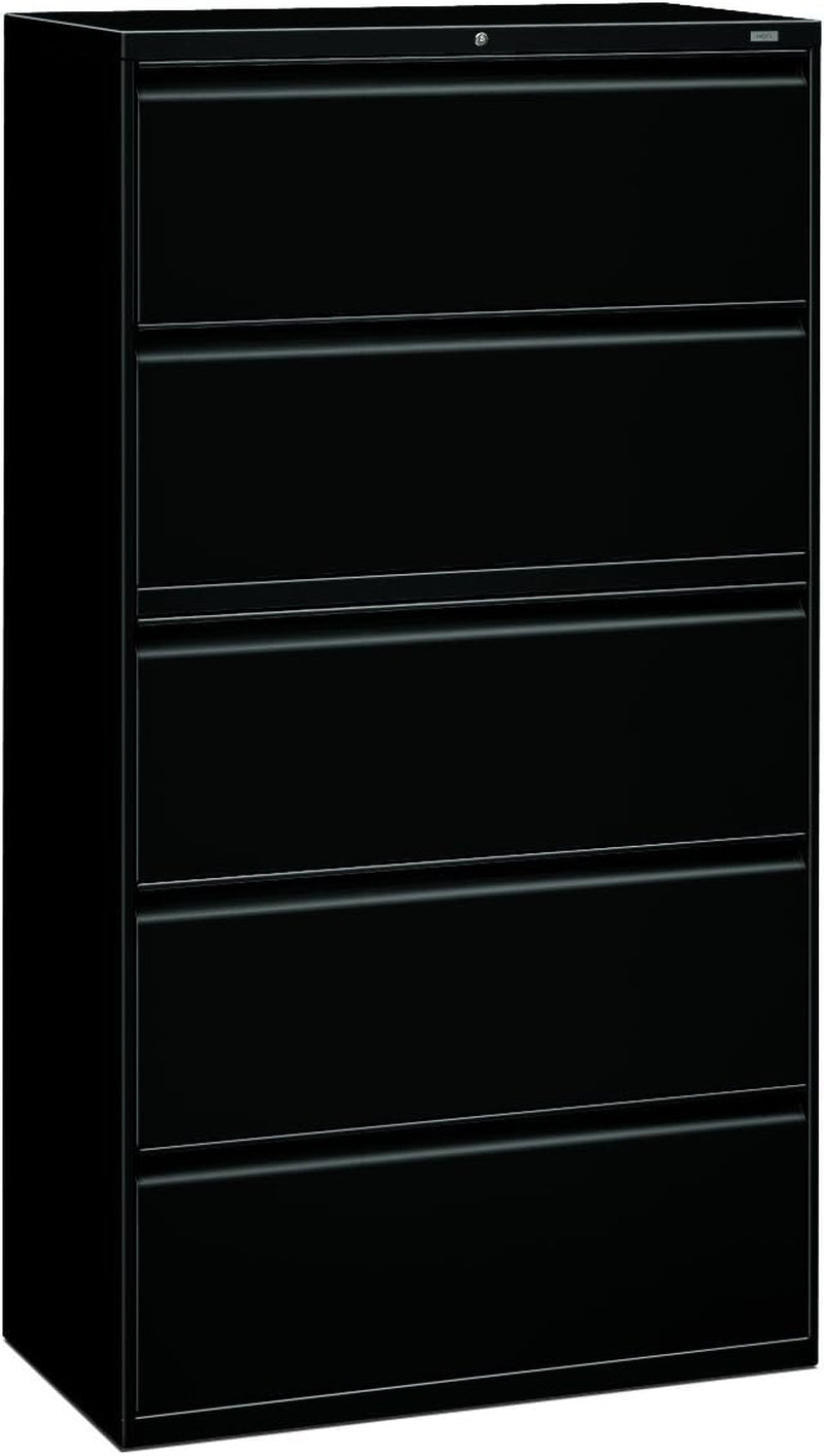 5-Drawer Lateral File Cabinet with Lock, 36 by 19-1/4 by 67-Inch, Black-0
