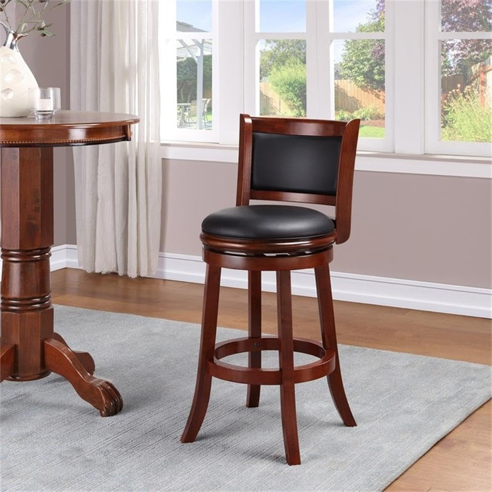 Augusta Bar Height Swivel Kitchen Bar Stool - Black/Cherry-3
