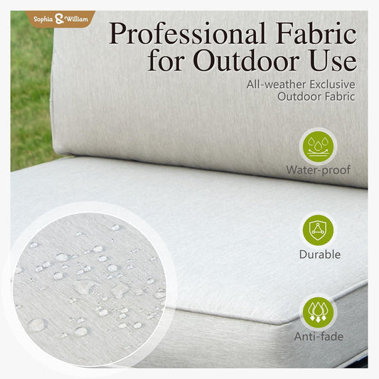 Outdoor Patio Furniture Set, Metal Sectional Sofa Set Patio Conversation Set with Cushions-2 X Single Sofa-1