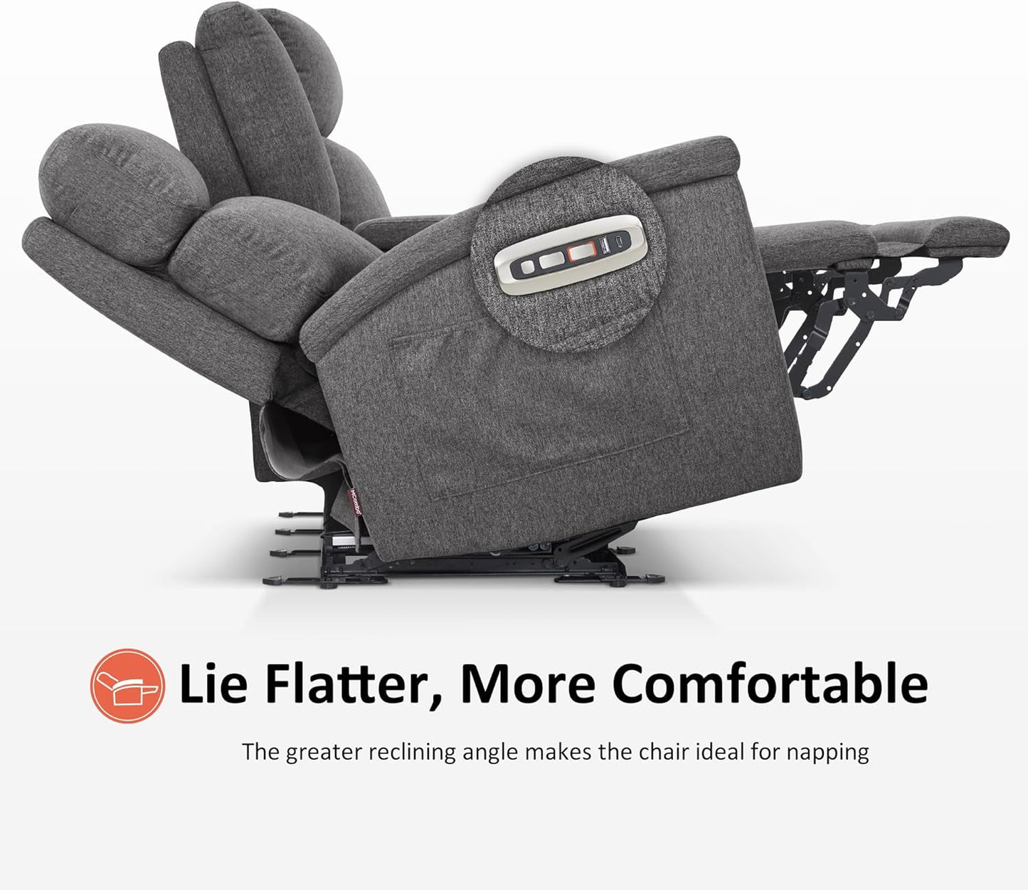 Power Loveseat Recliner Massage, Heat, Headrest, USB-C-3