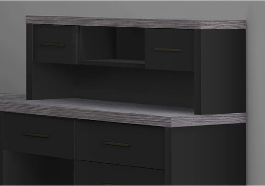 L-Shaped Desk with Hutch and Set-Up Option, Black-1