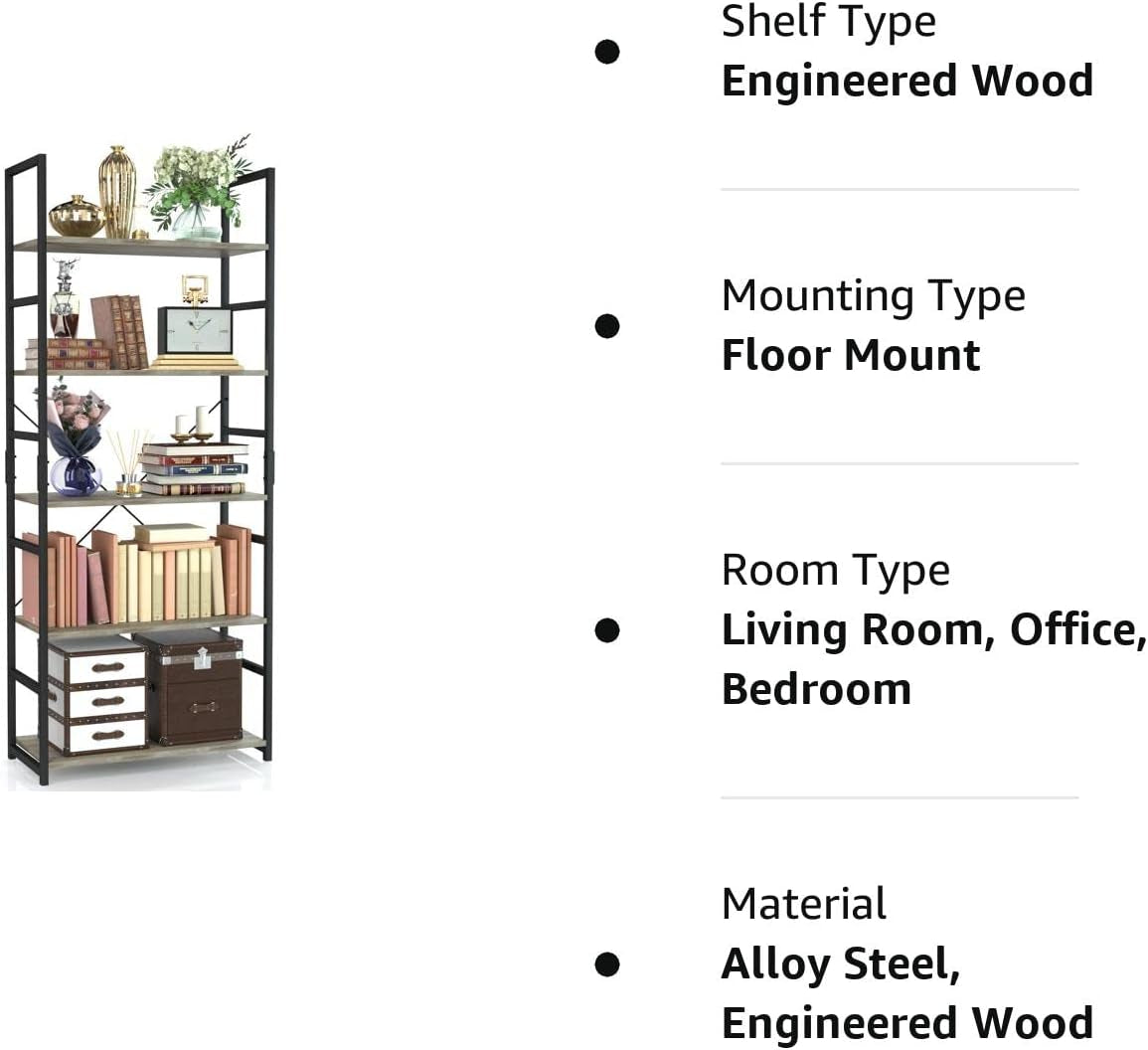 Modern Grey Bookshelf for Home Office and Living Room-1