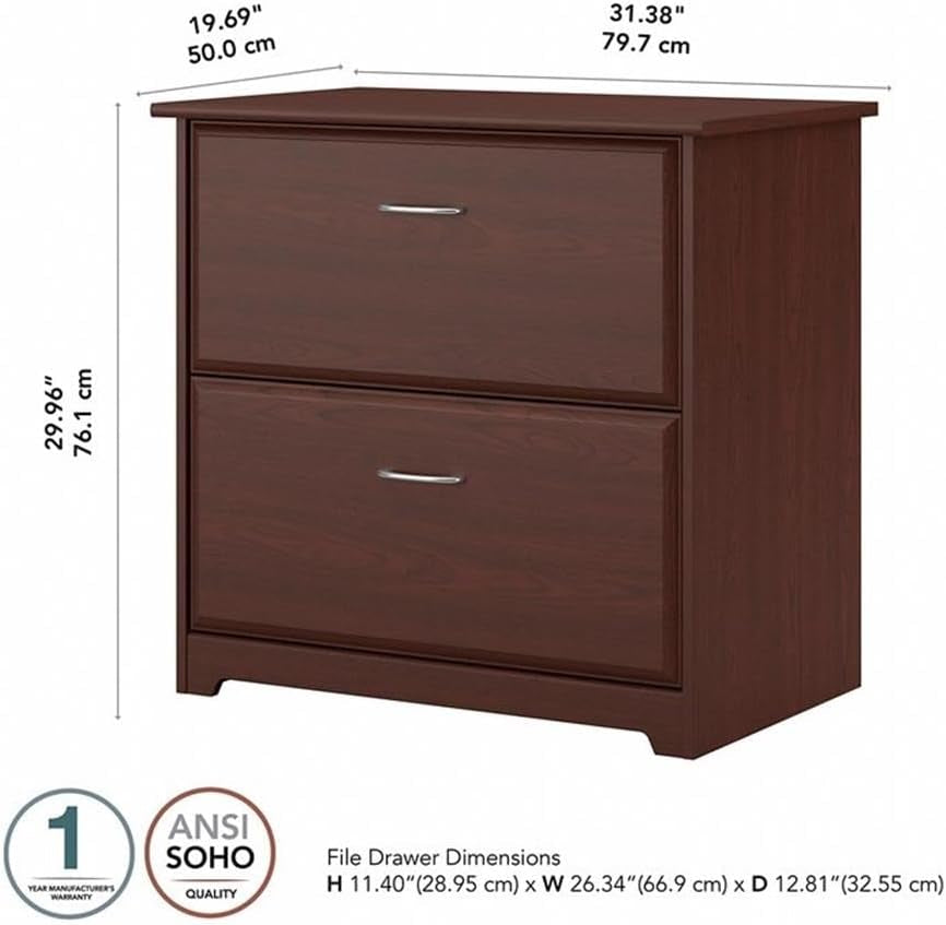 Bush Furniture Cabot 2 Drawer Lateral File Cabinet in Harvest Cherry, Home Office Chest for Letter, Legal, and A4-Size Document Storage-2