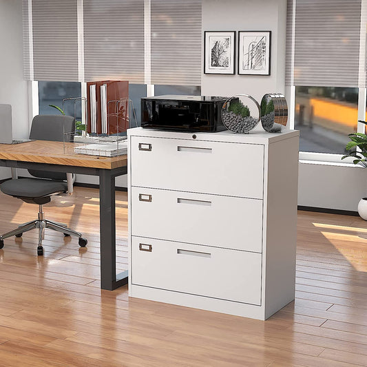 Lockable 3-Drawer Metal File Cabinet for Home Office-1