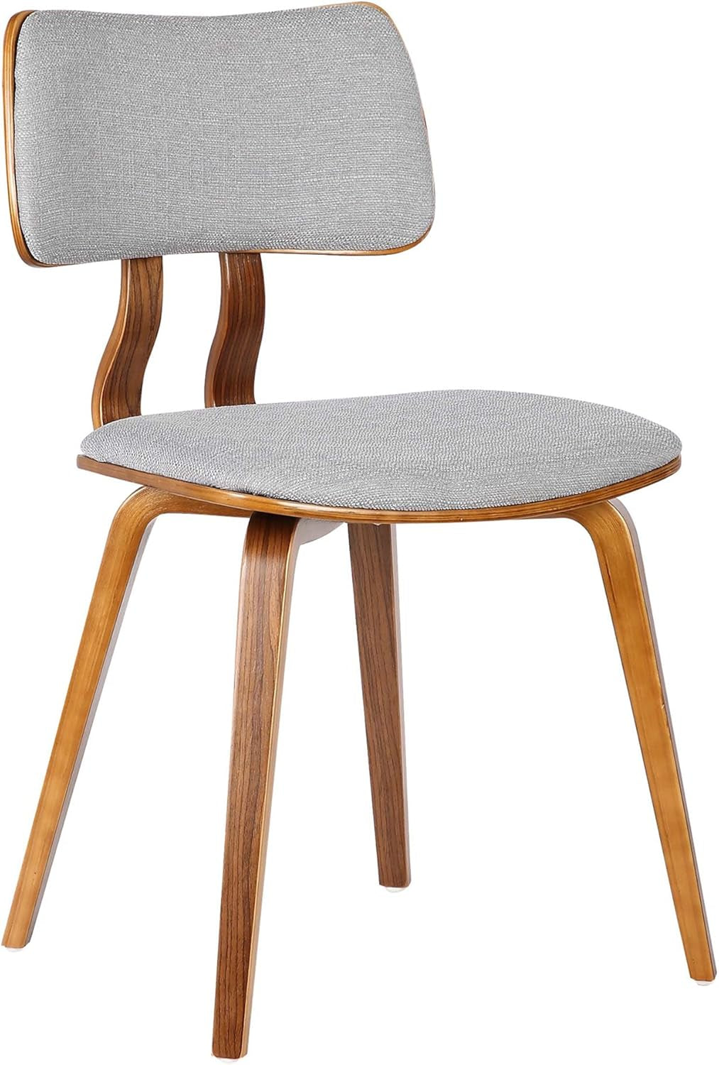 Jaguar Mid Century Modern Dining Accent Chair for Kitchen Table Desk Vanity in Grey Fabric and Walnut Wood Finish-0